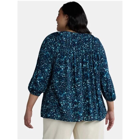 Terra & Sky full figure blue blouse plus size 3X - Picture 2 of 12